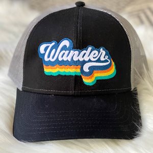 Wander Embroidered Snapback Mesh Hat