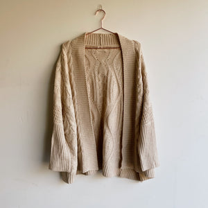 Essential Cable Knit Cardigan, Beige