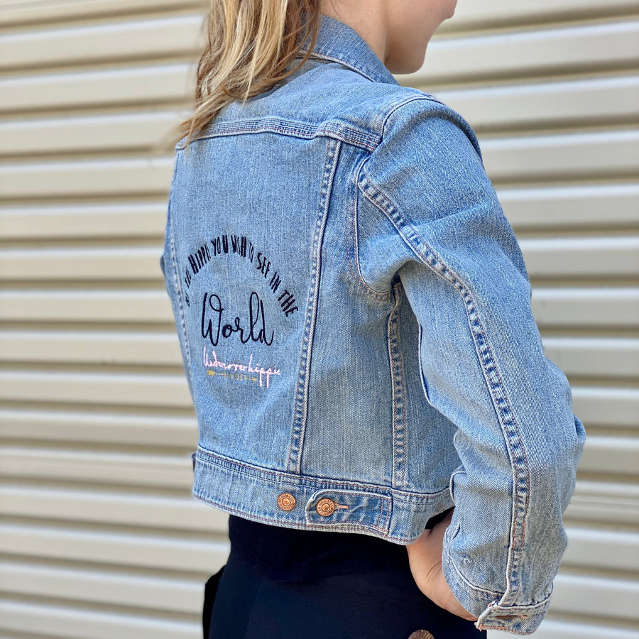 Vintage Levis Crop Denim Jacket, "Be The Hippie" XS