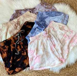 Palm Springs Tie Dye Shorts, Faded Blue Skies