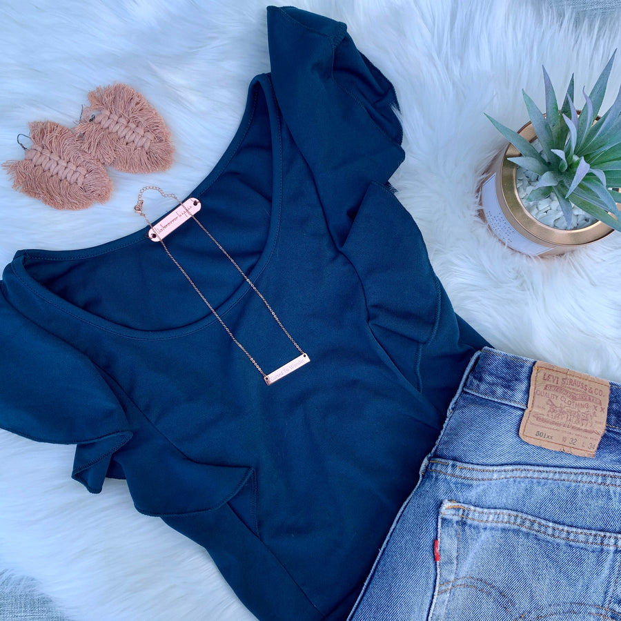 Wild bodysuit in fall frills - Deep Sea