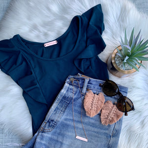 Wild bodysuit in fall frills - Deep Sea