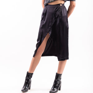 känsla Silk Slit  Skirt, in Black