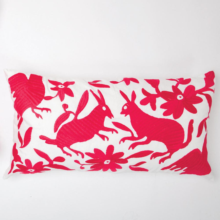 Hot Pink Folk Art Lumbar Pillow