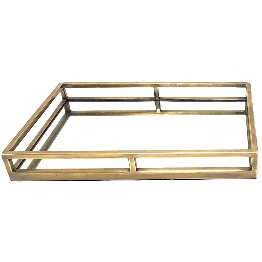 Lg. Antique Gold Mirrored Tray